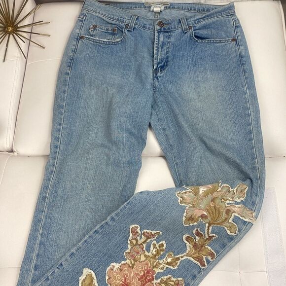 Vintage Cavaricci Floral Patchwork Y2K Bootcut Jeans Size 10 E - Picture 10 of 10
